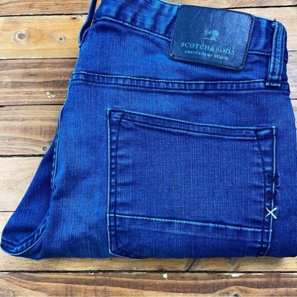 Scotch Soda Ralston Men’s indigo Blue Jeans Size 32 Slim Straight Button Fly - Picture 5 of 14
